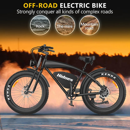 HIDOES-B3. Mountain /City Electric Bike 1200W 18.2Ah, 26in Fat tyre