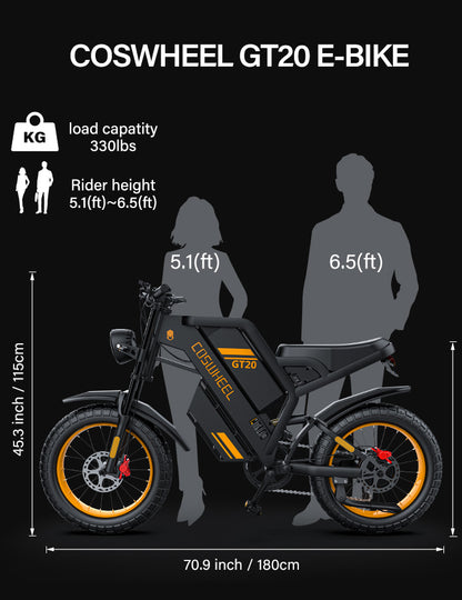 CosWheel-GT20 Mountain/City Electric Bike 1000Wa, 25ah