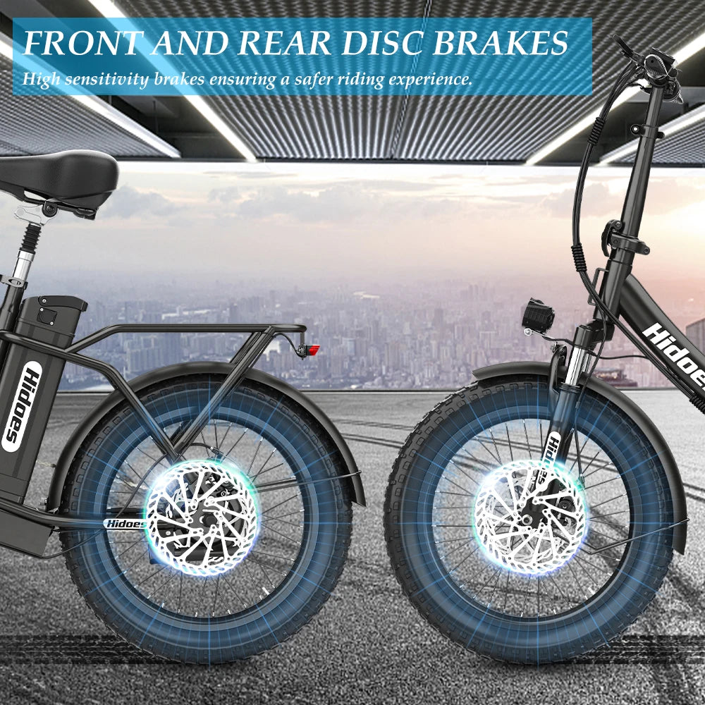 HIDOES-HD-C2 800Wa, 12ah,48V Foldable Electric Bike MTB City Fat Tyre Bicycle