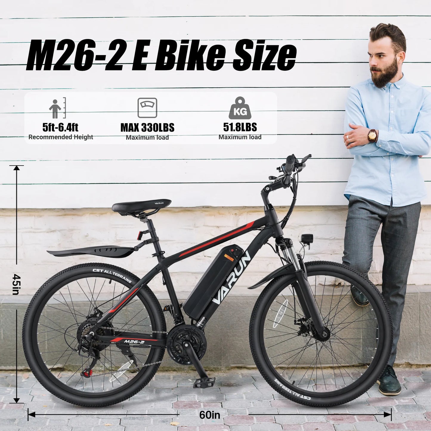 VARUN-M26-2, Electric Mountain Bike City 500W 10AH LCD