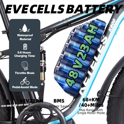 KETELES-K800 PRO. MTB/City Electric Bike 23ah 2000W Hydraulic Brake Bicycle
