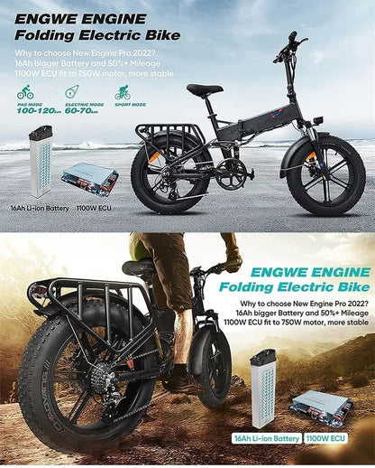 ENGWE ENGINE PRO 750Wa 16Ah 48V Foldable Mountain City Electric Bike Fat Tire.