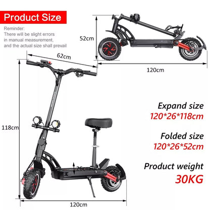 KUGOO G-Booster Electric Scooter with Seat 10in Dual Motor 600W 23ah Long Range