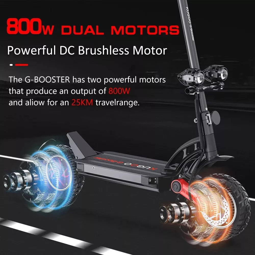 KUGOO G-Booster Electric Scooter with Seat 10in Dual Motor 600W 23ah Long Range