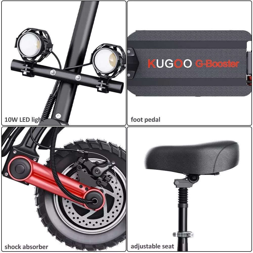 KUGOO G-Booster Electric Scooter with Seat 10in Dual Motor 600W 23ah Long Range