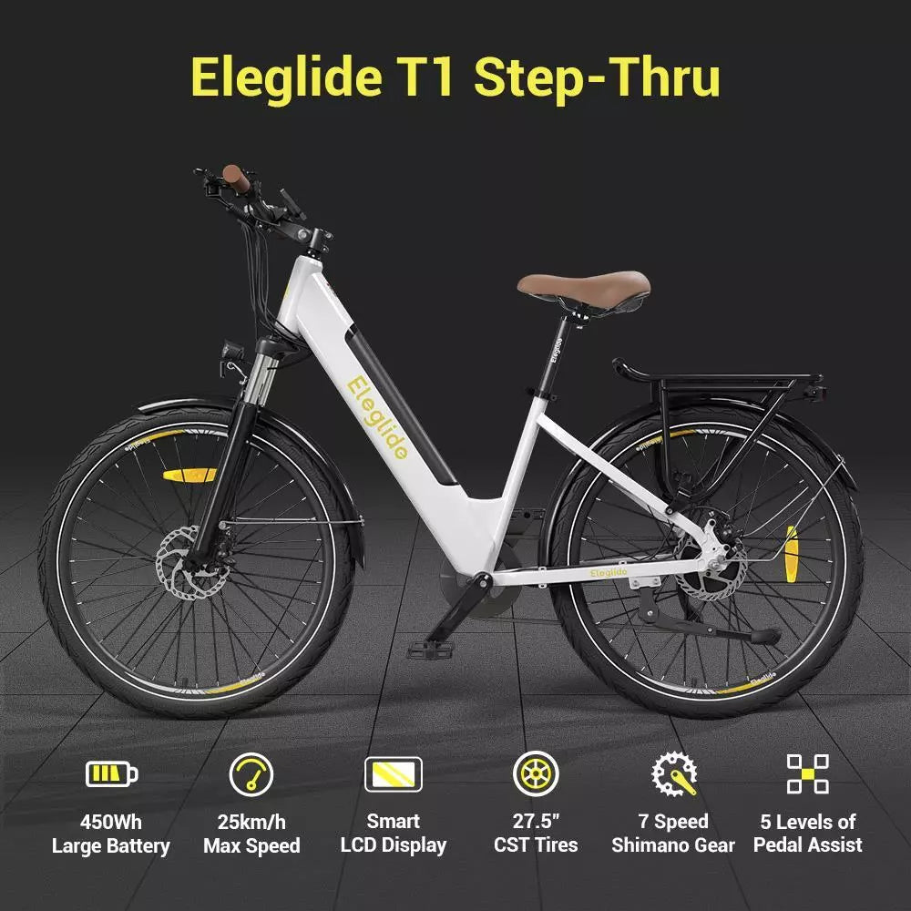 Eleglide-T1, StepThru City Electric Bike 250W 36V CST 27.5in 12.5ah 50KM Range