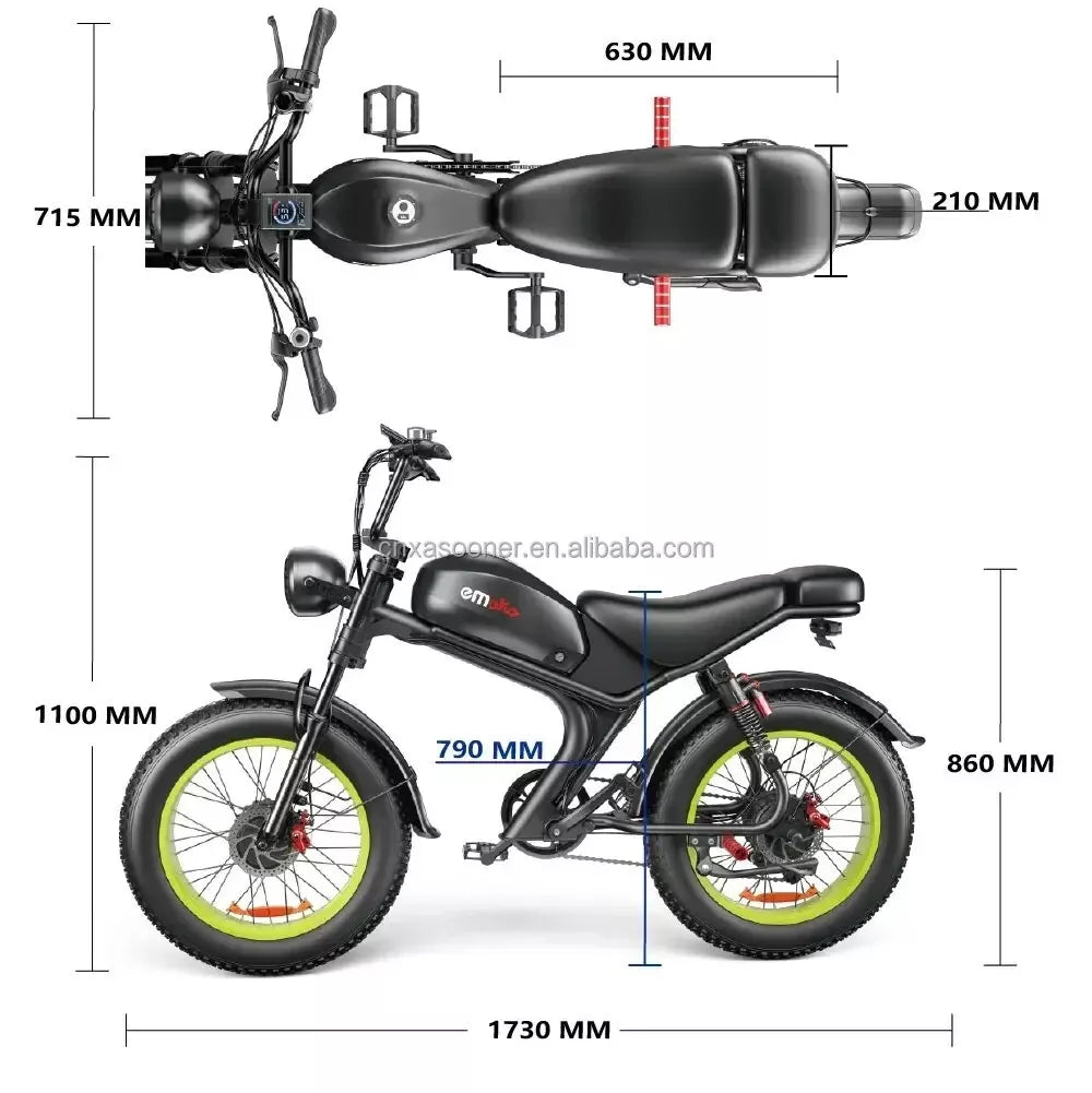 Emoko-C93 Mountain Bike 1000Wa Motor 20Ah Battery 20in Fat Tire Electric Bike 7S